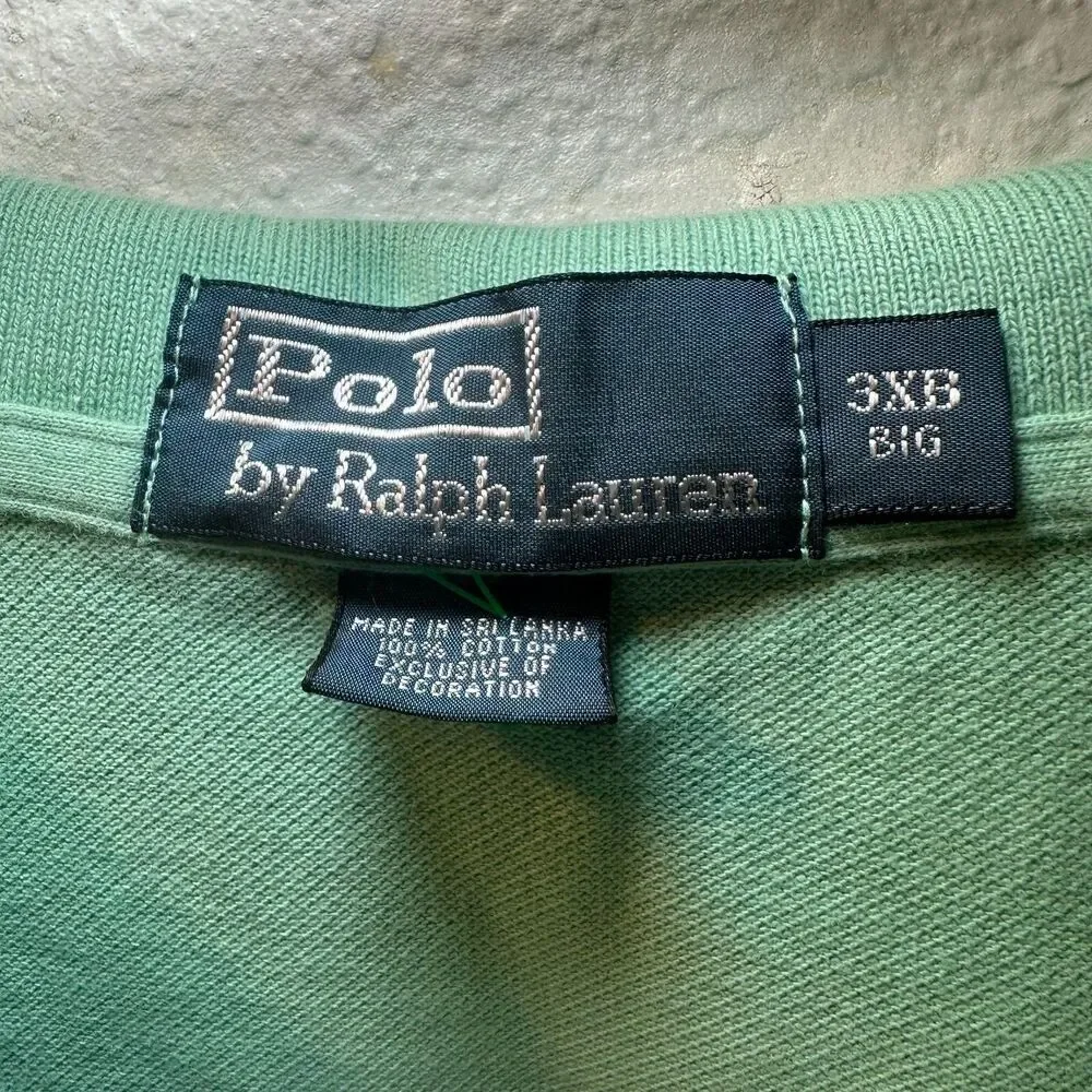 Polo by Ralph Lauren Classic Polo Shirt Men Size 3XB Green/Pink Preppy Normcore